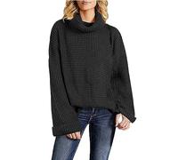 Maglione da donna a collo alto, camicetta da donna, elegante, oversize, a maniche lunghe, lavorato a maglia grossa, per autunno inverno, casual, tinta unita, per allenamento al chiuso e all'aperto