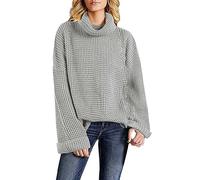 Maglione da donna a collo alto, camicetta da donna, elegante, oversize, a maniche lunghe, lavorato a maglia grossa, per autunno inverno, casual, tinta unita, per allenamento al chiuso e all'aperto
