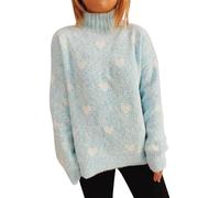 Maglione da donna a collo alto, camicetta, maglieria da donna autunno inverno a collo alto pullover lavorato a maglia amore manica lunga pullover maglione per allenamento interno esterno maglietta di