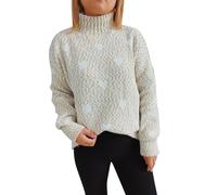 Maglione da donna a collo alto, camicetta, maglieria da donna autunno inverno a collo alto pullover lavorato a maglia amore manica lunga pullover maglione per allenamento interno esterno maglietta di