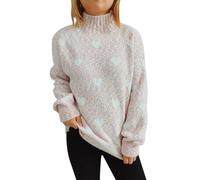 Maglione da donna a collo alto, camicetta, maglieria da donna autunno inverno a collo alto pullover lavorato a maglia amore manica lunga pullover maglione per allenamento interno esterno maglietta di