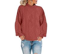 Maglione da donna, a collo alto, elegante, maglione a maglia grossa, a maniche lunghe, caldo, maglione invernale a maniche lunghe, c, XL