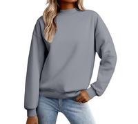 Maglione da donna a collo alto, maglietta a collo alto, tinta unita, foderata in pile, felpa da baseball spessa per allenamento al chiuso e all'aperto, maglietta di base, regali di Natale, Grigio