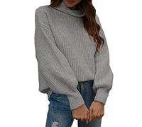 Maglione da donna a collo alto, maglione lavorato a maglia caldo, maglioni a maniche lunghe in tinta unita, comodo e morbido pullover a tunica alla moda maglieria a coste ultra calda maglietta