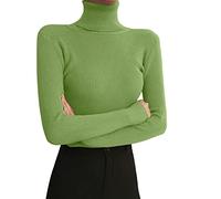 Maglione da donna a collo alto slim fit, pullover tinta unita, maglione a maglia aderente, pullover da donna morbido lavorato a maglia, sottopullover a collo alto, maglietta a maniche lunghe elegante