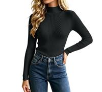 Maglione da donna a costine con collo a lupetto Slim Fit Knit Pullover | Texture a costine lusinghiera, elegante design con collo alto che crea una silhouette elegante e sofisticata, stile versatile