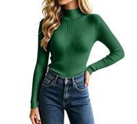 Maglione da donna a costine con collo a lupetto Slim Fit Knit Pullover | Texture a costine lusinghiera, elegante design con collo alto che crea una silhouette elegante e sofisticata, stile versatile