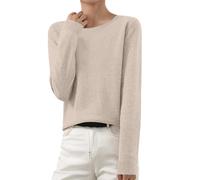Maglione da donna a girocollo a maniche lunghe da donna top leggero maglioni da donna in cotone lavorato a maglia maglione maglione tinta unita moda tunica top autunno all'aperto ufficio allenamento