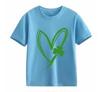 Maglione da donna a maniche corte St Day Middle and Large Children's Retro Personality 2D Printing Children's Loose Short Sleeved Pullover Rosso Donna Inverno, Azzurro, 2-3 Jahre