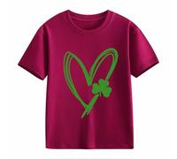 Maglione da donna a maniche corte St Day Middle and Large Children's Retro Personality 2D Printing Children's Loose Short Sleeved Pullover Rosso Donna Inverno, Vino, 8-9 Jahre
