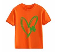Maglione da donna a maniche corte St Day Middle and Large Children's Retro Personality 2D Printing Children's Loose Short Sleeved Pullover Rosso Donna Inverno, Colore: arancione., 6-7 Jahre