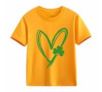 Maglione da donna a maniche corte St Day Middle and Large Children's Retro Personality 2D Printing Children's Loose Short Sleeved Pullover Rosso Donna Inverno, giallo., 4-5 Jahre