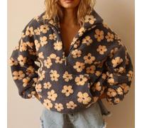 Maglione da donna a maniche lunghe con cerniera, vestibilità larga, con scollo a mezzo collo alto e stile quotidiano di ispirazione vintage (S giallo)