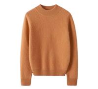 Maglione da donna a maniche lunghe in cashmere lavorato a maglia slim fit autunno inverno collo alto un pezzo biancheria intima di lana primo strato top, Foglia d'acero arancione, L