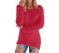 Maglione da donna a maniche lunghe, per l'inverno, per le vacanze, per le donne, a maniche lunghe, per la primavera, leggera, per il lavoro, elegante, per il lavoro, vintage, da donna, Colore: rosso