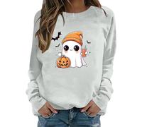 Maglione da donna a maniche lunghe, senza cappuccio, per Halloween, stile casual, vestibilità comoda, perfetto per l'autunno e l'inverno, un must per il vostro guardaroba. Maglione con scollo profondo