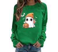Maglione da donna a maniche lunghe, senza cappuccio, per Halloween, stile casual, vestibilità comoda, perfetto per l'autunno e l'inverno, un must per il vostro guardaroba. Maglione con scollo profondo