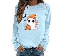 Maglione da donna a maniche lunghe, senza cappuccio, per Halloween, stile casual, vestibilità comoda, perfetto per l'autunno e l'inverno, un must per il vostro guardaroba. Maglione con scollo profondo