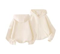 Maglione da donna a taglio corto, per ragazzi e ragazze, Middle and Large Children Autumn and Winter Thin of Fashion Solid Color Sweater Zipper Jacket Shirt Donna, beige., 18-24 Mesi