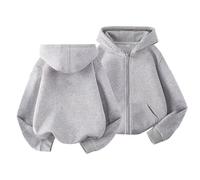Maglione da donna a taglio corto, per ragazzi e ragazze, Middle and Large Children Autumn and Winter Thin of Fashion Solid Color Sweater Zipper Jacket Shirt Donna, grigio., 9-10 Anni