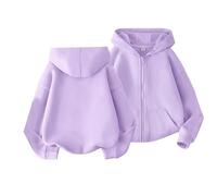 Maglione da donna a taglio corto, per ragazzi e ragazze, Middle and Large Children Autumn and Winter Thin of Fashion Solid Color Sweater Zipper Jacket Shirt Donna, Lilla, 7-8 Anni