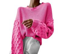 Maglione da donna a tinta unita da donna, maglione alla moda autunno 2023, girocollo, maniche lunghe, maglione lavorato a maglia, casual, maglione grosso, maglioni per abiti da allenamento all'aperto