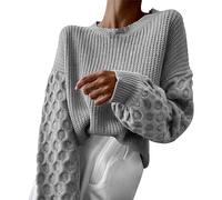 Maglione da donna a tinta unita da donna, maglione alla moda autunno 2023, girocollo, maniche lunghe, maglione lavorato a maglia, casual, maglione grosso, maglioni per abiti da allenamento all'aperto