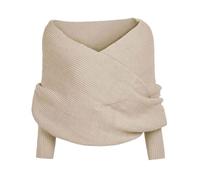 Maglione da donna alla moda con scollo a V incrociato sul davanti maglione corto maglione allentato pullover da donna top foto puntelli pullover maglioni per gli uomini, Albicocca, Taglia unica