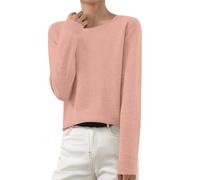 Maglione da donna basic, a maniche lunghe, tinta unita, leggero, lavorato a maglia, sottile, invernale, caldo, maglione invernale, oro rosa., XL