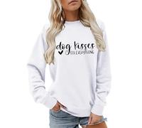 Maglione da donna carino con stampa di lettere, Dog Kisses Fix Everything Felpa per donna autunno e inverno vestibilità ampia divertente grafica magliette da donna a maniche lunghe girocollo pullover