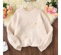 Maglione da donna casual con applicazioni floreali in 3D e rose, perfetto per le vacanze, la casa, l'ufficio, tutti i giorni, il giardino e le uscite serali in autunno e inverno. 1XL,2XL,3XL,4XLPois,P