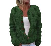 Maglione da donna casual da donna con stampa floreale a maniche lunghe con scollo a V maglioni con bottoni a costine polsini a costine maglione cardigan corto lavorato a maglia, B-Verde, XL