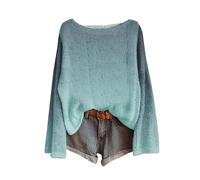 Maglione da donna con gradiente di colore, a maniche lunghe, colorato, elegante, per il tempo libero, a maniche lunghe, girocollo, casual, alla moda, per donne, Azzurro cielo2., S