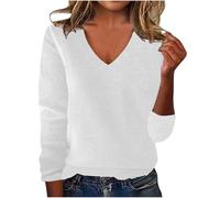 Maglione da Donna con Scollo a V in Tinta Unita Maglione Pullover da Donna Abbigliamento da Donna a Maniche Lunghe in Tinta Unita All interno E All esterno Camicia con Fondo Maglione con Scollo