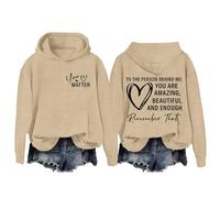 Maglione da donna con scritta in inglese "To The Person Behind Me Dear You Are Amazing Enough", unisex, Beige, M