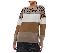 Maglione da donna con stampa leopardata a blocchi di colore a maniche lunghe pullover top eleganti con stampa animalier maglioni in maglia per le donne UK casual signore oversize autunno inverno