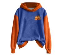 Maglione da donna elegante con stampa patchwork, pullover a maniche lunghe colorato, alla moda, retrò, streetwear, morbido e confortevole, maglione sportivo da donna, Blu, XL