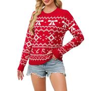 Maglione da donna estivo, maglione autunnale con stampa a girocollo, maglione a maglia grossa, oversize, maglione invernale caldo, lungo, per leggings natalizi con motivo a treccia morbida