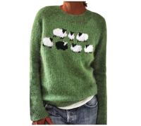 Maglione da donna estivo, maglione invernale con stampa a girocollo, maglione estivo, oversize, caldo, morbido, lungo, per leggings, maglione natalizio, motivo a treccia semplice