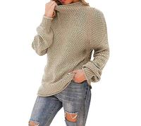 Maglione da donna grosso, maglioni in cotone da donna, maglioni pullover di colore puro, casual per uscire top lavorato a maglia comoda maglietta a maniche lunghe autunno e inverno tunica top maglia