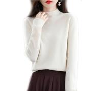 Maglione da Donna in Cashmere a Collo Alto, 100% Cashmere, Maniche Lunghe per Autunno e Inverno (Weiß, XXL)