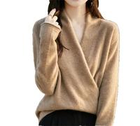 Maglione da donna in cashmere lavorato a maglia in lana merino addensato top sciolto manica lunga abbigliamento caldo per, Jin Tuo, M