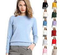 Maglione da donna in cotone, a maniche lunghe, girocollo, elegante, per autunno e inverno, soffice, a maniche lunghe, termiche, per la primavera