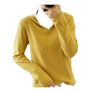 Maglione da donna in cotone con cappuccio a maniche lunghe pullover lavorato a maglia allentato casual maglieria top di base, Zenzero, XL