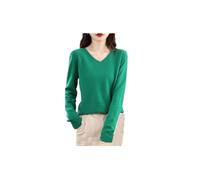 Maglione da donna in lana con scollo a V morbido e tinta unita maglione a maniche lunghe slim fit camicia, EN8, L