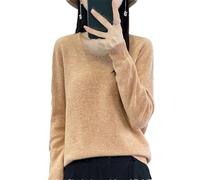 Maglione da donna in lana merino, con scollo a V, a maniche lunghe, caldo, in lana, Jin Tuo Se, XXL
