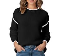 Maglione da donna in maglia grossa con collo alto, casual, oversize, per l'inverno, accogliente dolcevita con taglio ampio, Stil_d01 Nero, L