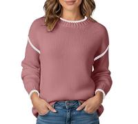 Maglione da donna in maglia grossa con collo alto, casual, oversize, per l'inverno, accogliente dolcevita con taglio ampio, Stil_d03 rosa, M