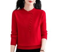 Maglione da donna in maglia maglione invernale stile coreano top manica lunga tinta unita maglione maglione, bianco, S