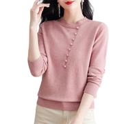 Maglione da donna in maglia maglione invernale stile coreano top manica lunga tinta unita maglione maglione, Rosso, XXL